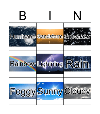 Weather Bingo Card