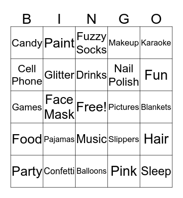 Girl's Night Bingo Card