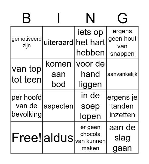 3B Bingo Woordenschat H4 Bingo Card