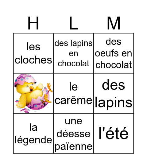 Joyeuses Pâques Bingo Card