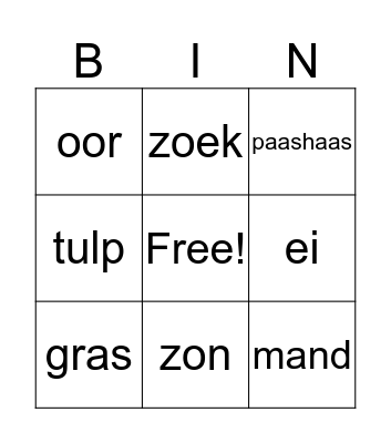 Woordbingo pasen/voorjaar  Bingo Card