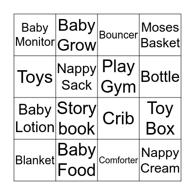 Shaz's Baby Bingo Card