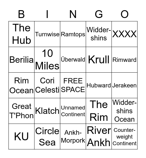 Discworld Bingo Card