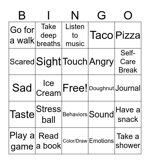 Distress Tolerance Skills Bingo Card