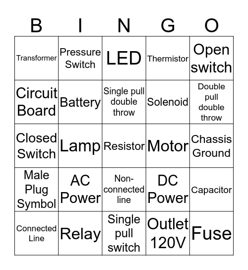 Schematic Bingo Card