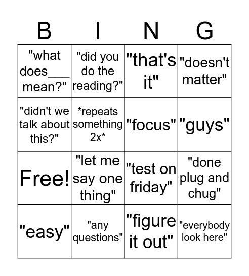 Pitochelli Bingo Card