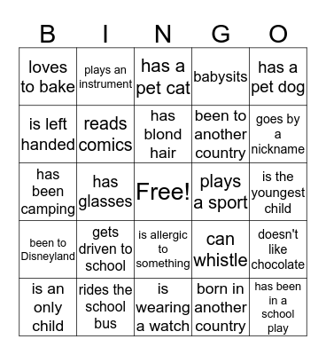 Human Bingo Card