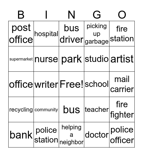 Newcomer Unit 3 Community Bingo Card