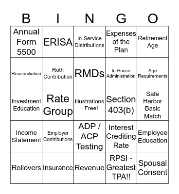 ERISA - BINGO Card