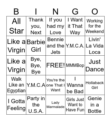 Pop Bingo Card