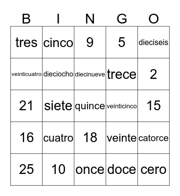 Bingo Numeros Bingo Card