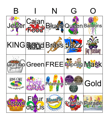 MARDI GRAS Bingo Card