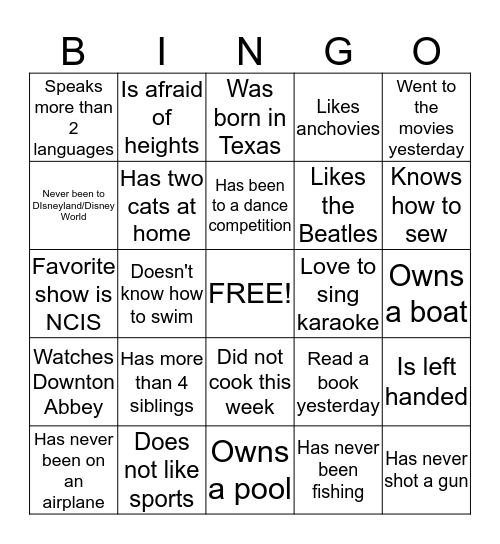 Untitled Bingo Card