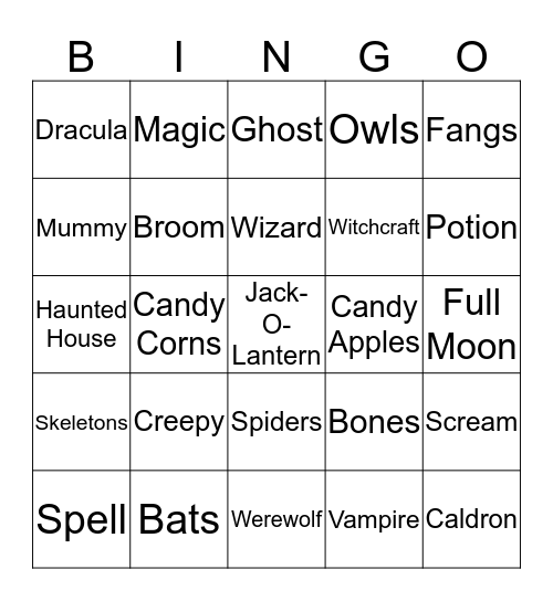 "BOO" Bingo Card