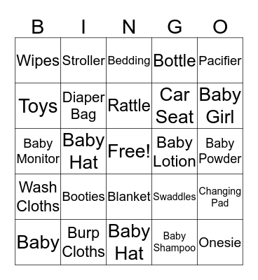 Rocio's Baby Bingo Card