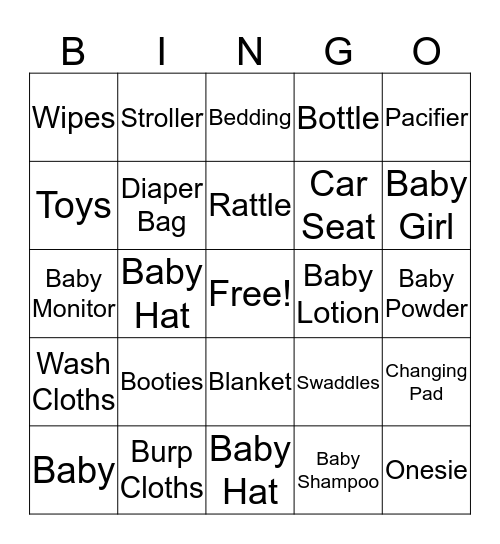 Rocio's Baby Bingo Card