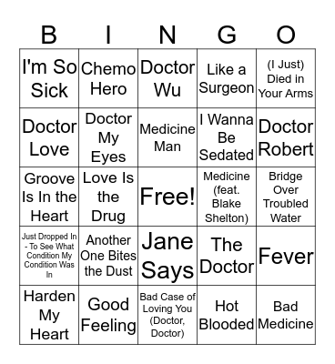 Bad Medicine Bingo Card