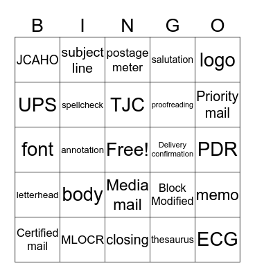 Written Communication: 7 Bingo Card