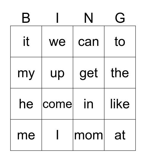 Group 5 Bingo Card
