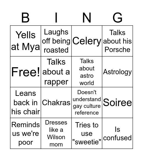 Wade Bingo  Bingo Card