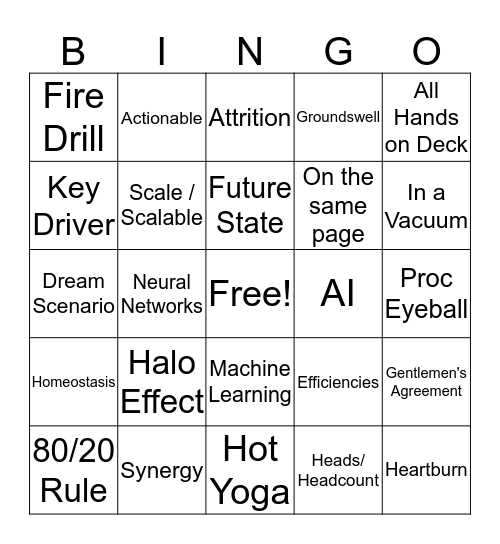 Buzzword Bingo Card