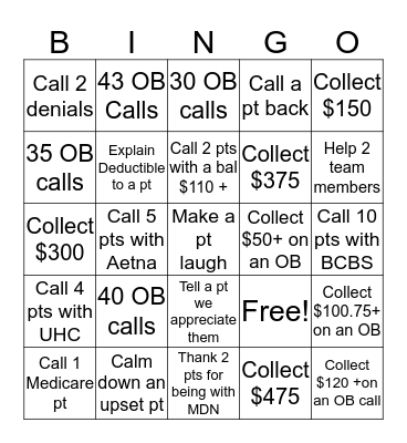 Collections Bingo Card