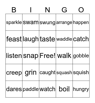 The Enormous Crocodile- verbs Bingo Card