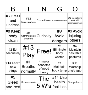 Virgina Henderson's BINGO  Bingo Card