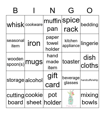 Bridal Bingo Card