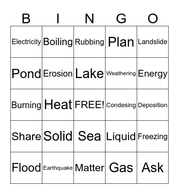 Science bingo Card