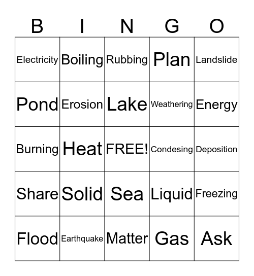 Science bingo Card