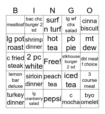 Bob's bingo  Bingo Card