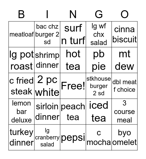 Bob's bingo  Bingo Card
