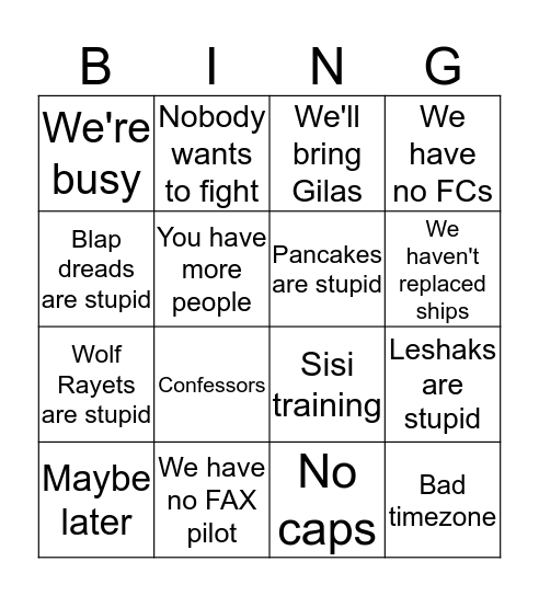 TDSIN PvP Bingo Card