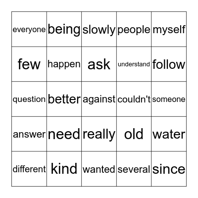 Sight Word List 8 Bingo Card