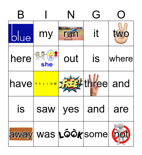 Sight Words Bingo Card