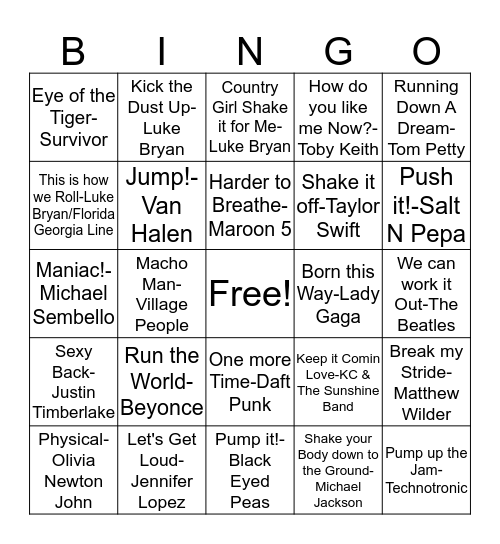 BB32 Meet me at the GYM! Bingo Card