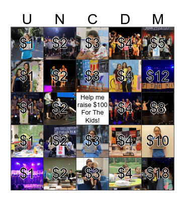 Leah's Carolina For The Kids Fundraiser Bingo Card