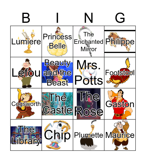 Beauty and the Beast Bingo Card