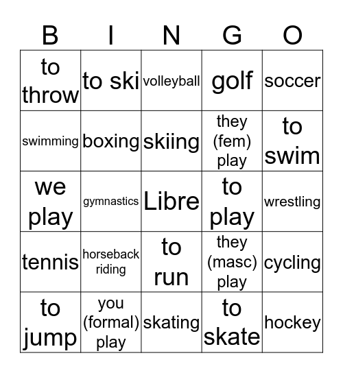 Los Deportes Bingo Card