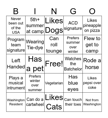 Staff BINGO!  Bingo Card