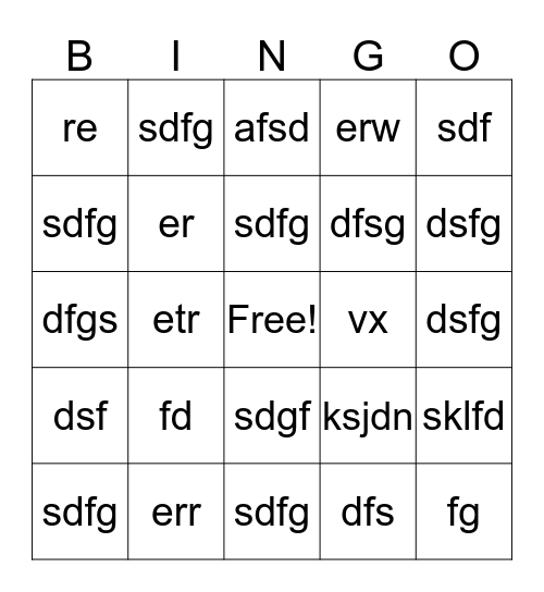 Alma Bingo Card