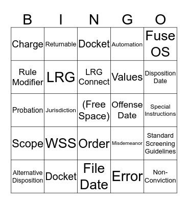 LRG Bingo Card