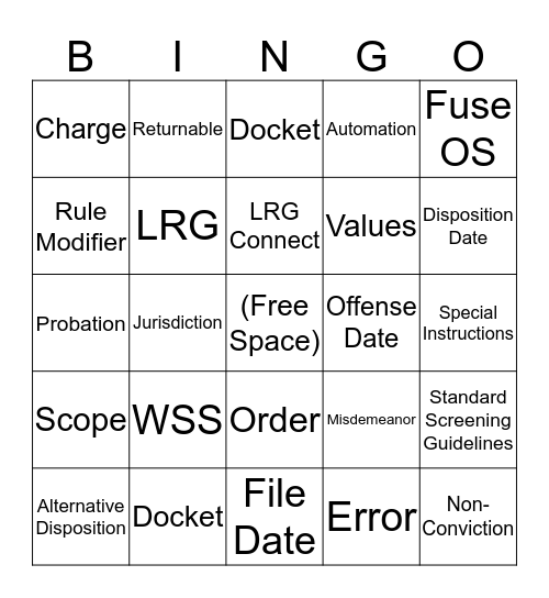 LRG Bingo Card