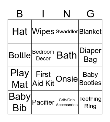 Baby Shower Bingo Card