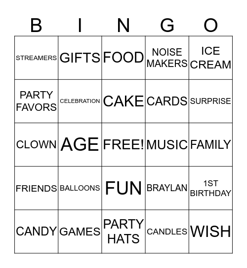 BIRTHDAY BINGO Card