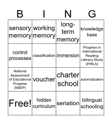 Chapter 12  Bingo Card