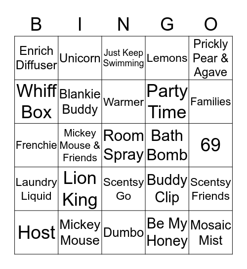Scentsy Bingo Card