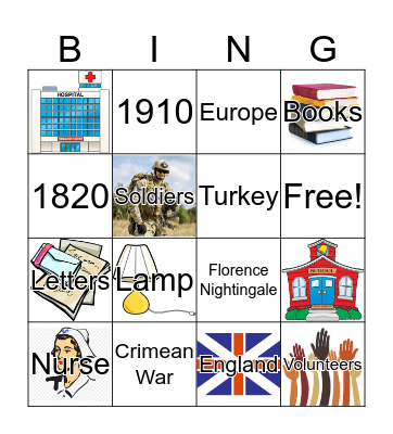 Florence Nightingale Bingo Card