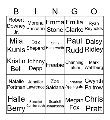 Sexy People Bingo Card